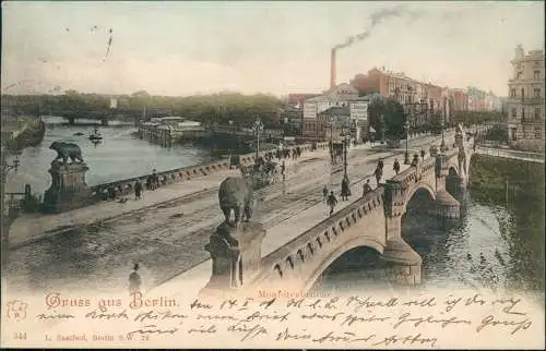 Ansichtskarte Moabit-Berlin Moabiterbrücke Straßenpartie 1901