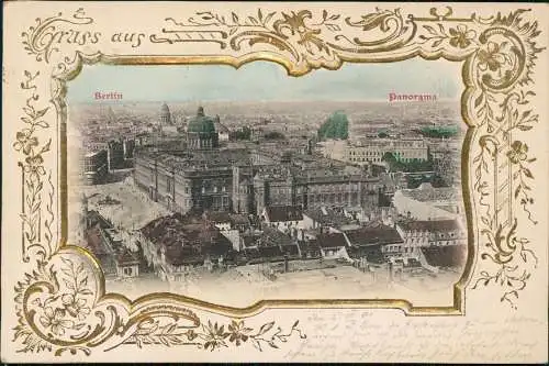 Ansichtskarte Berlin Panorama 1901 Goldrand/Prägekarte