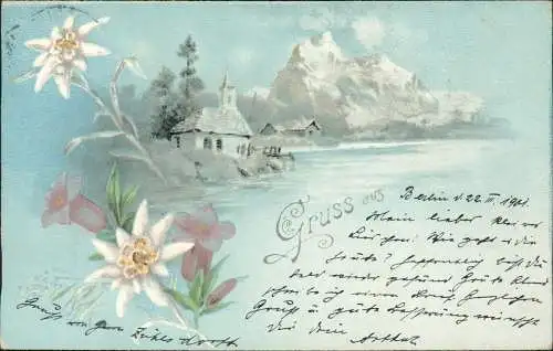 Ansichtskarte  Künstlerkarte Im Gebirge - Edelweiss 1901