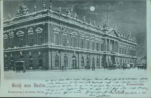 Ansichtskarte Berlin Ruhmeshalle bei Mondschein im Winter 1901