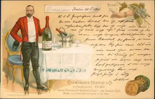 Ansichtskarte  Reklame & Werbung Champagner Henriot Reims Vertretung Wien 1901