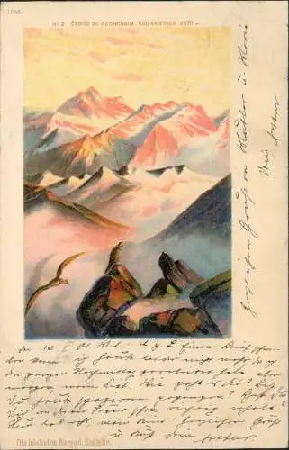 .Argentinen .Argentina Aconcagua Stimmungsbild Künstlerkarte 1901