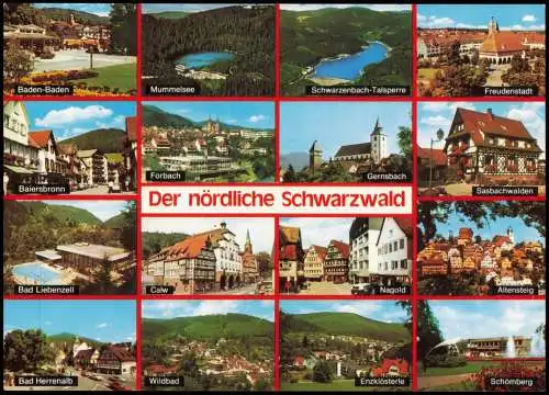 .Baden-Württemberg Mehrbildkarte Der nördliche Schwarzwald (diverse Orte) 1980