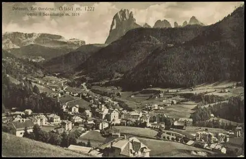 Gröden Südtirol Val Gardena Panorama-Ansicht Dolomiti Ortisei  Sassolungo 1920