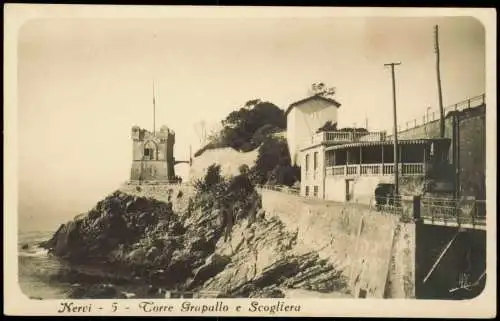 Cartoline Nervi-Genua Genova (Zena) Nervi Torre Grapallo e Scogliera 1930
