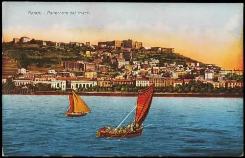 Neapel Napoli Panorama-Ansicht dal mare (Mittelmeer Küste) 1910