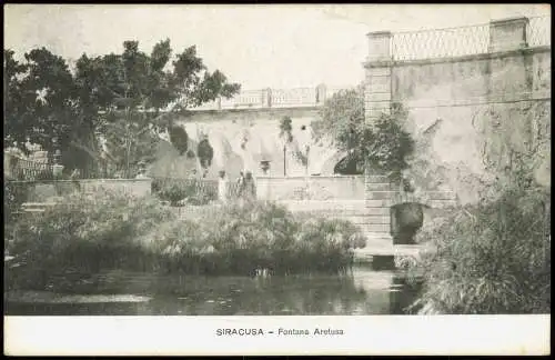 Syrakus Syracusa Siracusa Sarausa alte Ortsansicht Partie Fontana Aretusa 1900