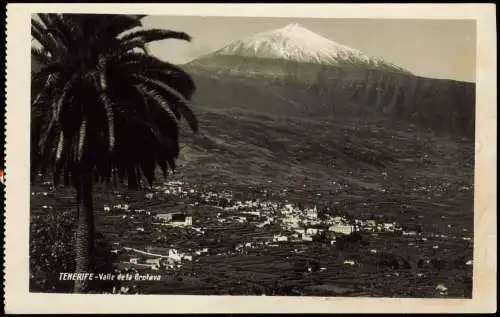 .Teneriffa TENERIFE Valle de la Orotava, Palme, Berg-Panorama 1950