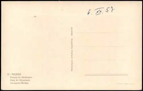 Toledo Puente de Alcántara, Alcantara Bridge, alte Brücke 1960