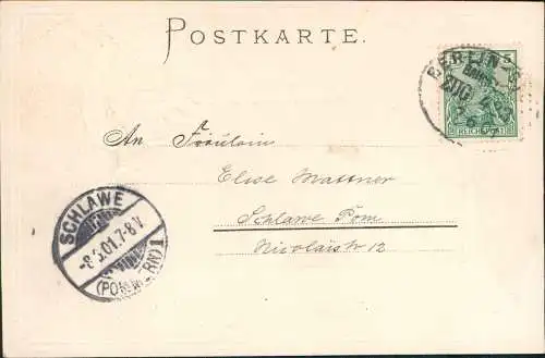 Spinne am Morgen, erspar Dir Kummer & Sorgen! Künstlerkarte 1901  Prägekarte