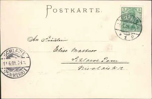 SPINNE am Mittag Glück Dir bringen mag! Künstlerkarte 1901 Goldrand/Prägekarte