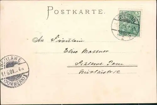 SPINNE am Abend, glückbringend u. labend! Künstlerkarte 1901 Goldrand/Prägekarte