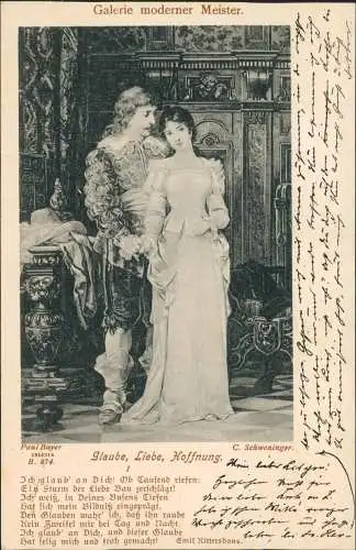 Künstlerkarte: Gemälde C. Schweninger. Glaube, Liebe, Hoffnung. 1901