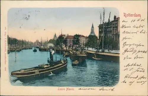 Postkaart Rotterdam Rotterdam Hafen Leuve Haven 1901