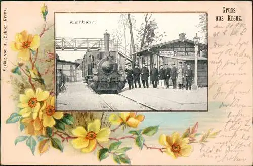 Kreuz (Ostbahn) Krzyż Wielkopolski Bahnhof Kleinbahn Dampflok Großpolen 1901