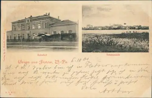 Postcard Flatow (Grenzmark) Złotów Bahnhof u. Totale 1901