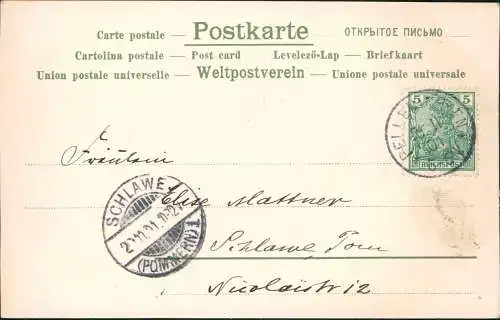 Ansichtskarte  Frauen Porträt Blumen Künstlerkarte 1901