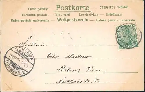 Ansichtskarte  Frau im Medaillon Blumen Künstlerkarte 1901