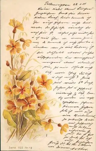 Ansichtskarte  Künstlerkarte gelbe Blumen 1901