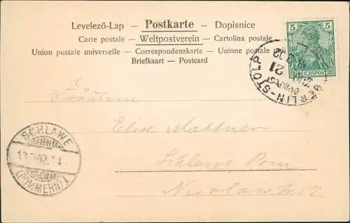 AK Liebe Love Trompeter  Säckingen. 1902  Bahnpost Berlin Stolp ZUG 21