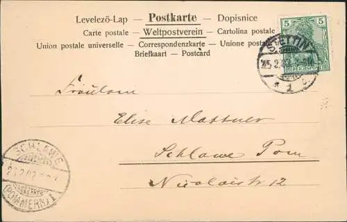 Ansichtskarte  Liebe Liebespaar Love Frau auf Schaukel 1902   Stettin Schlawe