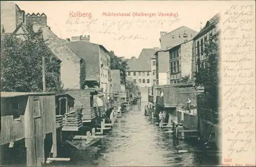 Postcard Kolberg Kołobrzeg Mühlenkanal Kolberger Venedig 1901  Pommern