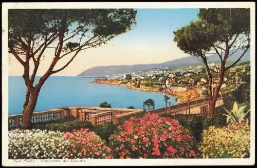 Cartoline San Remo Sanremo Panorama da Levante, Mittelmeer-Blick 1932