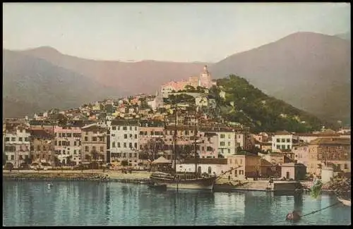 San Remo Sanremo Panorama-Ansicht, Città vecchia, Segelschiff 1910