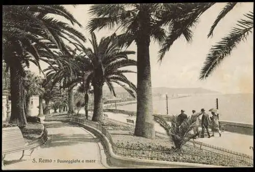 Cartoline San Remo Sanremo Passeggiata a mare, Palmen Park 1910