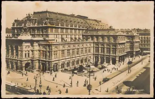 Ansichtskarte Wien Staatsoper, Straßenbahn 1930