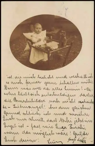 Ansichtskarte  Kinder Kleinkind am Spieltisch Teddybär 1916