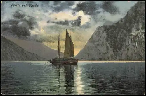 Riva del Garda Notte sul Garda Lago di Garda Gardasee Segelschiff 1910