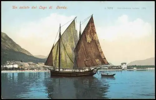 Riva del Garda Un saluto dal Lago di Garda, Segelschiff Gardasee 1910