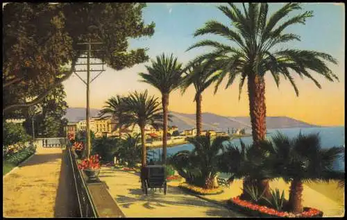 San Remo Sanremo Corso Imperatrice, Allee mit Kutsche, Palmen 1910