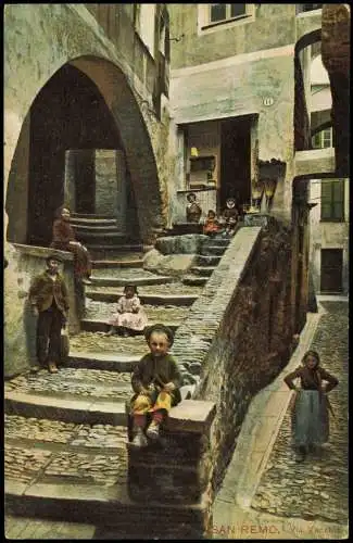 Cartoline San Remo Sanremo Einheimischen Kinder in der Via Vecchia 1900