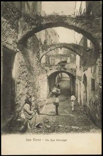 Cartoline San Remo Sanremo Einheimische in der Via San Giuseppe 1905