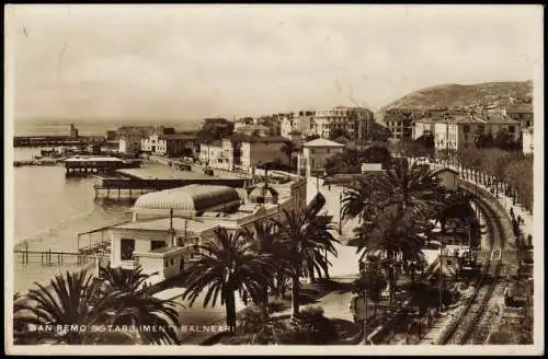 Cartoline San Remo Sanremo Panorama-Ansicht, STABILIMENTI BALNEARI 1934