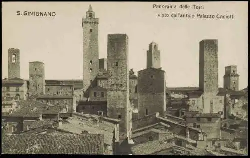 San Gimignano Panorama delle Torri visto dall'antico Palazzo Caciotti 1910