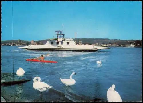 Ansichtskarte Weil am Rhein Partie am Rhein Motorboot Ruderboot 1971