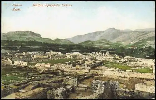 Postcard Solin Salona Panorama-Ansicht mit den antiken Stadt-Ruinen 1910