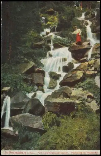 Sankt Andreasberg-Braunlage Harz  Rehberger Graben Hohenklippen Wasserfall 1914