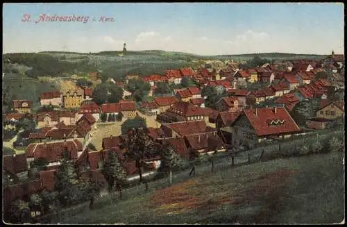 Sankt Andreasberg-Braunlage Blick über der Dächer der Stadt 1921