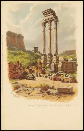 Cartoline Rom Roma Tempel des Castor & Pollux historische Bauwerke 1900