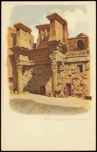 Cartoline Rom Roma Rom Tempel der Minerva (Künstlerkarte) 1900