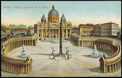 Cartoline Rom Roma Veduta generale di S. Pietro (Petersdom) 1910