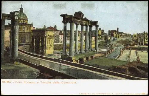 Cartoline Rom Roma Foro Romano e Tempio della Concordia 1900