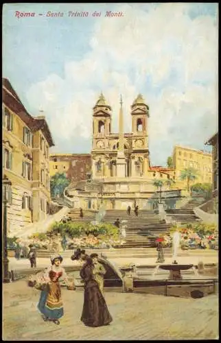 Cartoline Rom Roma Roma Santa Trinità dei Monti (Künstlerkarte) 1910