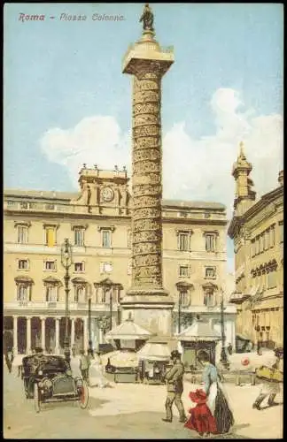 Cartoline Rom Roma Roma Piazza Colonna, altes Auto (Künstlerkarte) 1910