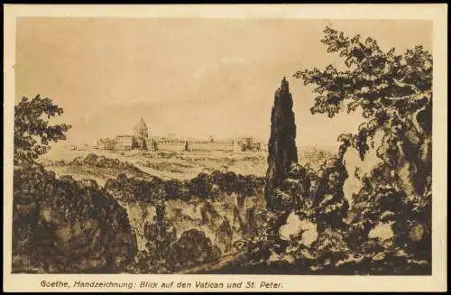 Rom Roma Blick auf den Vatican St. Peter (nach Handzeichnung von Goethe) 1920