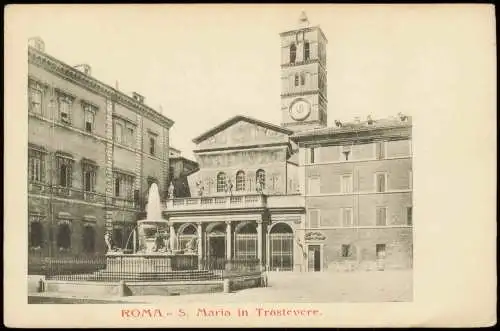 Rom Roma ROMA S. Maria in Trastevere, Brunnen, Gebäude-Ansicht 1900